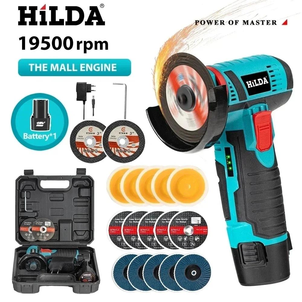 HILDA – Mini meuleuse d'angle Miniature Rechargeable 12V, avec lame de coupe à batterie, meuleuse de