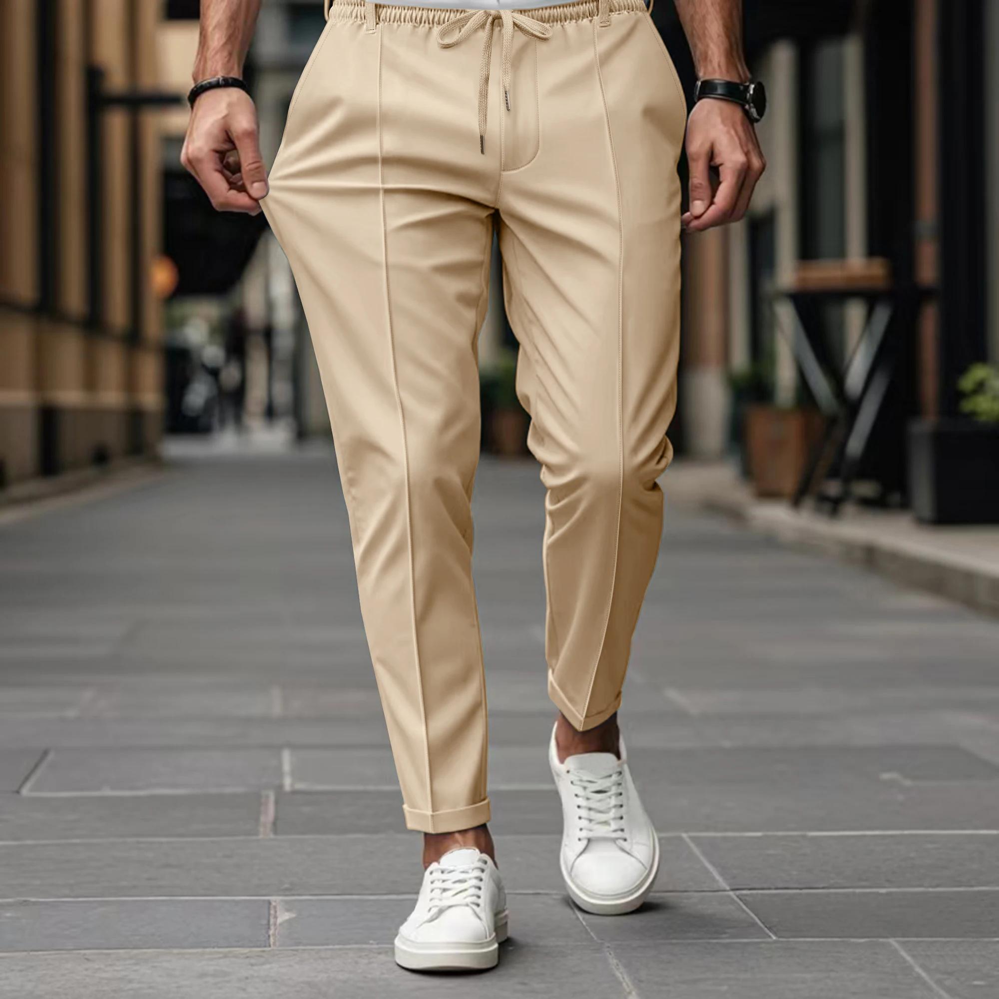 Pantalon à jambes droites de haute qualité pour hommes, couleur unie, le nouveau Style d'été est à l