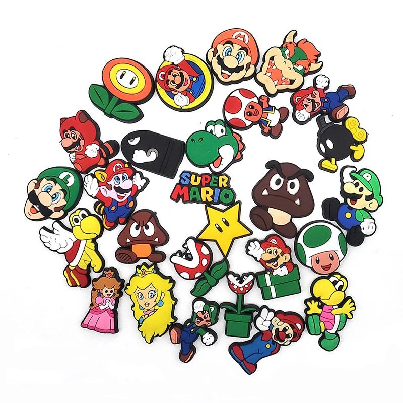 Breloques de chaussures en forme de figurines de dessins animés, accessoires mignons Superbros pour