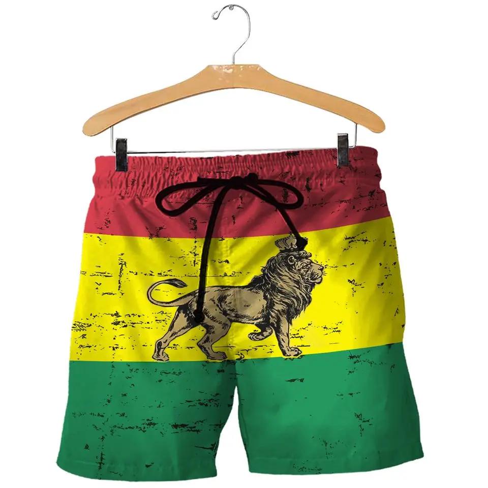 Maillot de bain sec drapeau du Lion jamaïcain pour hommes, short de planche de Surf avec cordon de s