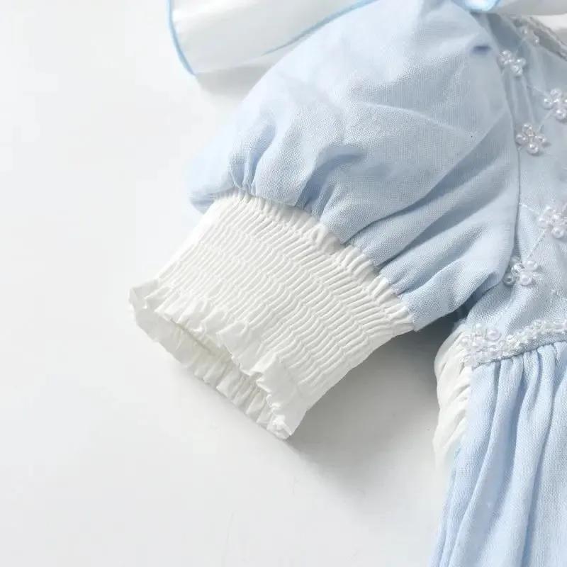 Enfant à volants espagnol bleu robe fête d'anniversaire bébé vêtements 18M-7Y bébé fille princesse c