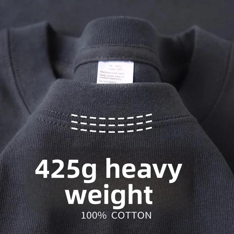 Heavy Wight 425 grammes hommes T-Shirt coton demi manches Brathable haute qualité col rond hauts bas