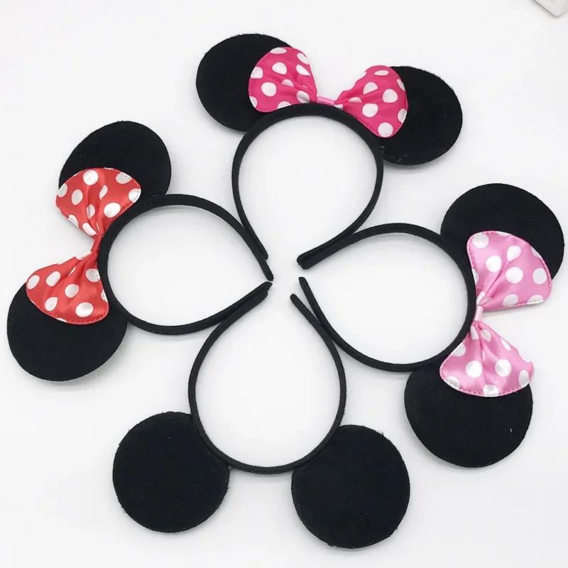 Oreilles de souris pour filles, bandeau à nœud solide, fournitures de fête d'anniversaire et Costume