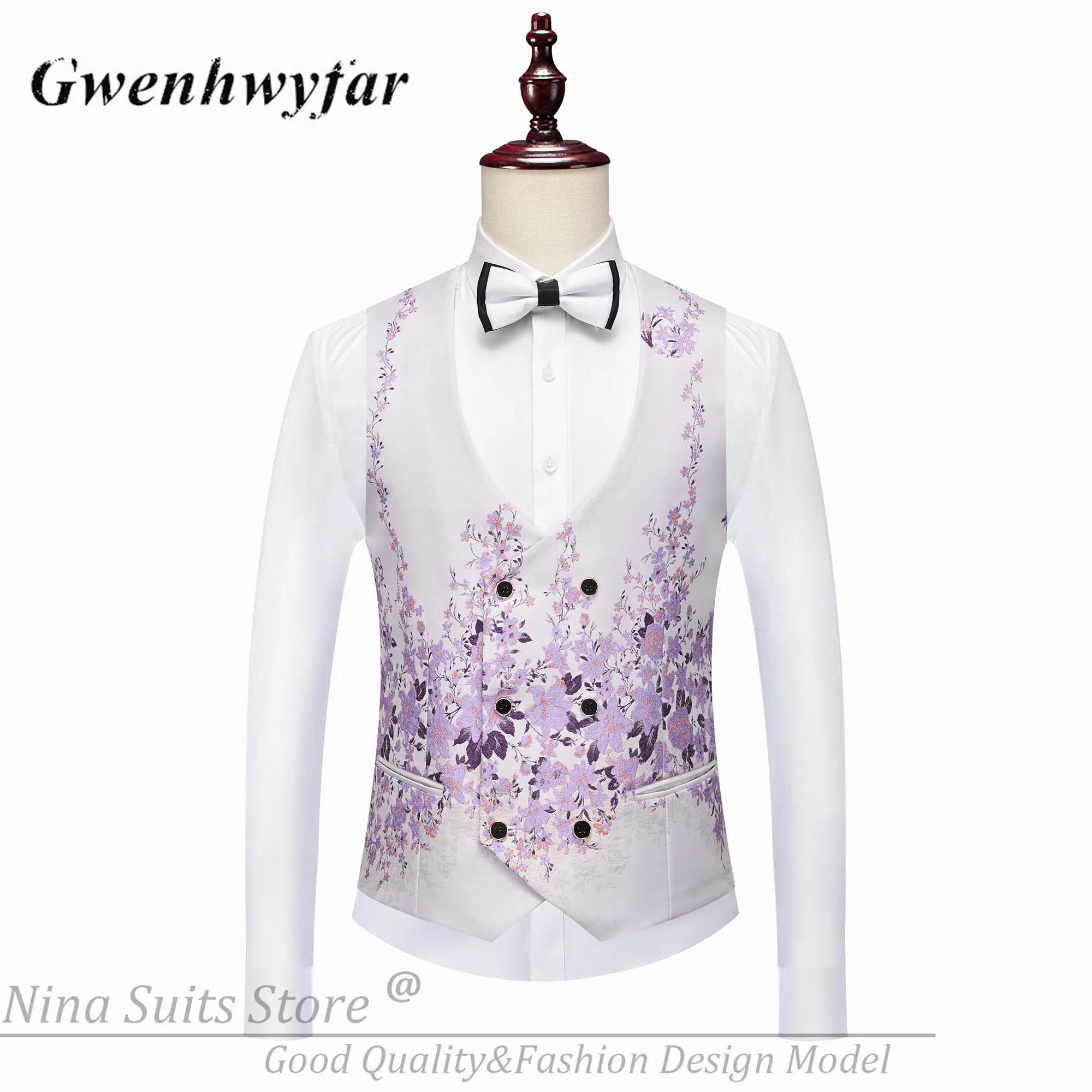 Costume Homme G&N Nouvelle Série 2026 – Blazer et Smoking 3 Pièces à Motif Floral Lilas Magnifique –