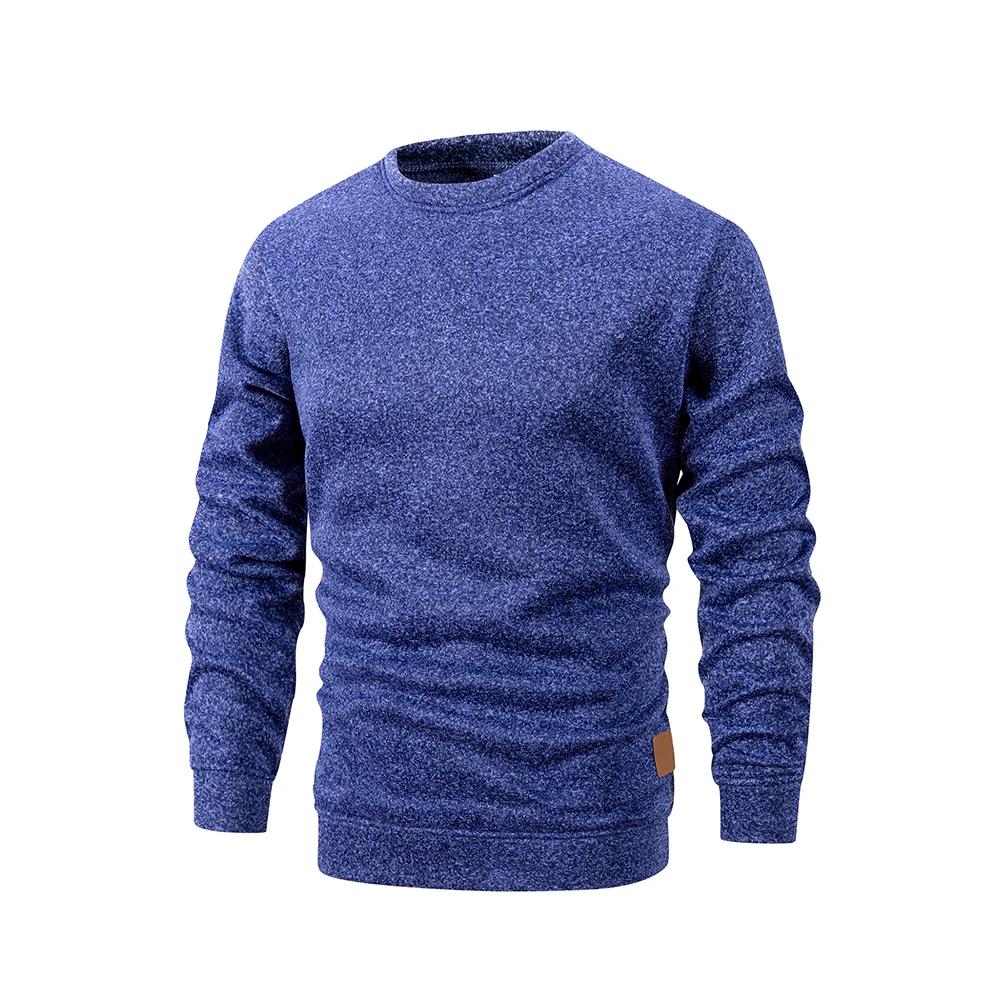 Pull en tricot à manches longues pour hommes, couleur unie, col rond, chaud, décontracté, ample, vêt