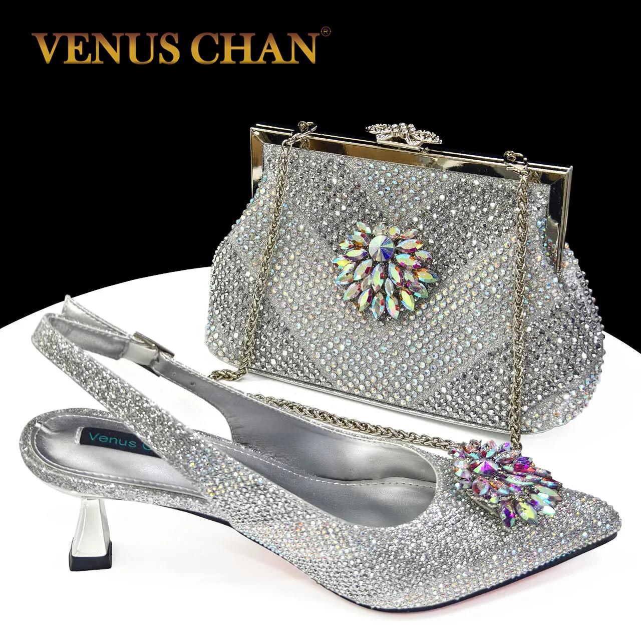 Venus Chan-Chaussures et Sacs Italiens pour Femme, Ensemble Assressenti, Argent 2024, Document, Stra