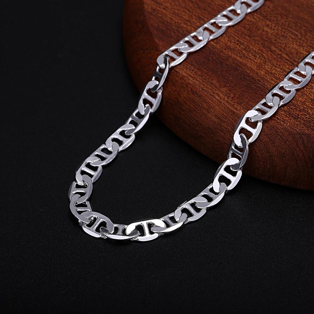 Produits à la mode 925 en argent Sterling classique 6MM chaîne collier Bracelet ensemble de bijoux p