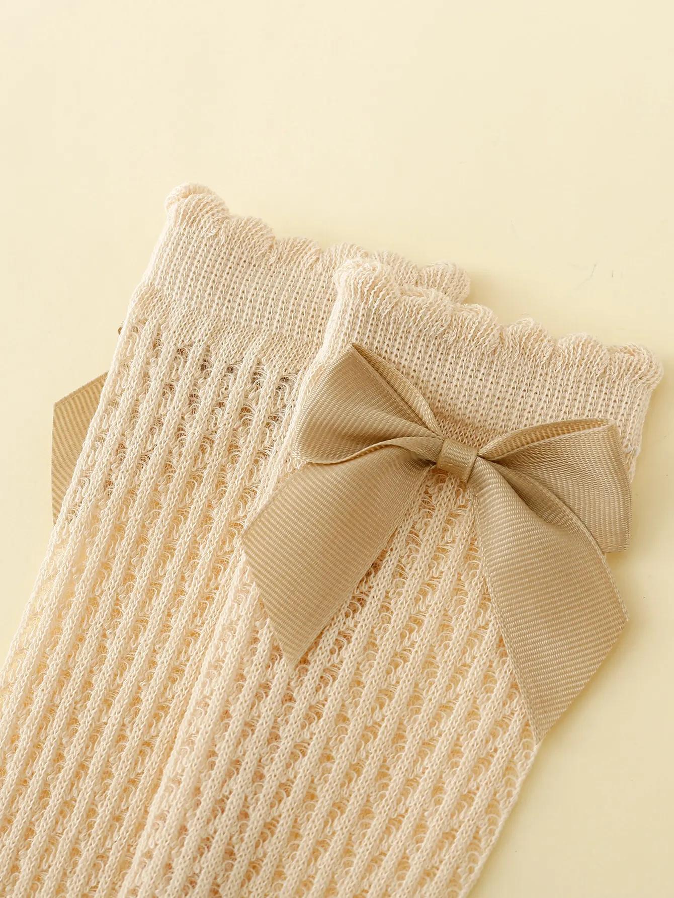 3 paires de chaussettes d'été pour bébés filles, avec nœuds, maille et dentelle, anti-moustiques, ch