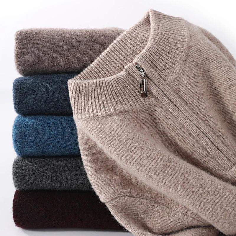 Pull en tricot décontracté pour hommes, 2024 pure laine, vêtements classiques, vent anglais, solide,