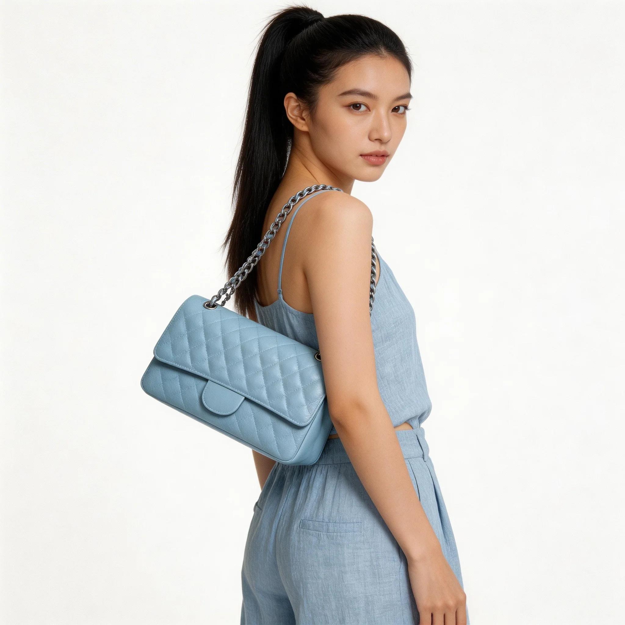 Sac à bandoulière pour femme, nouveau sac carré à motif diamant, taille moyenne, avec bandoulière ch