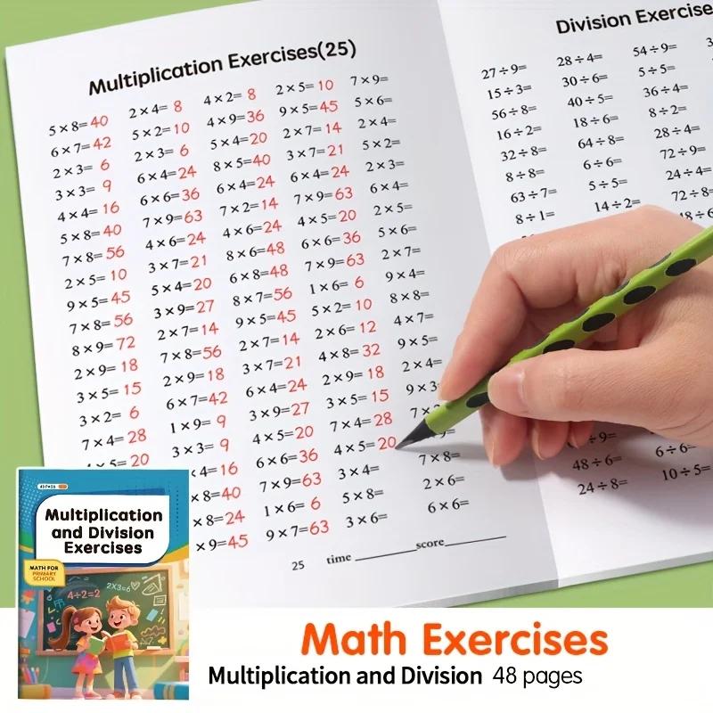 Cahier de travail sur la table de multiplication pour enfants, version anglaise de 48 pages, livre d