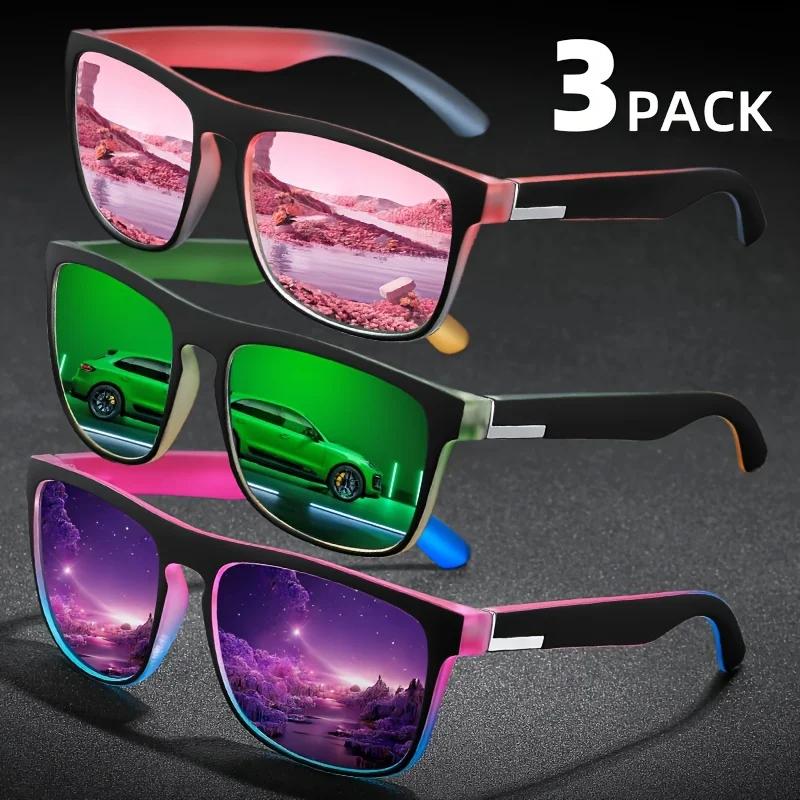 Lunettes de soleil polarisées carrées multicolores, dégradé fantastique, Anti-éblouissement UV400, p