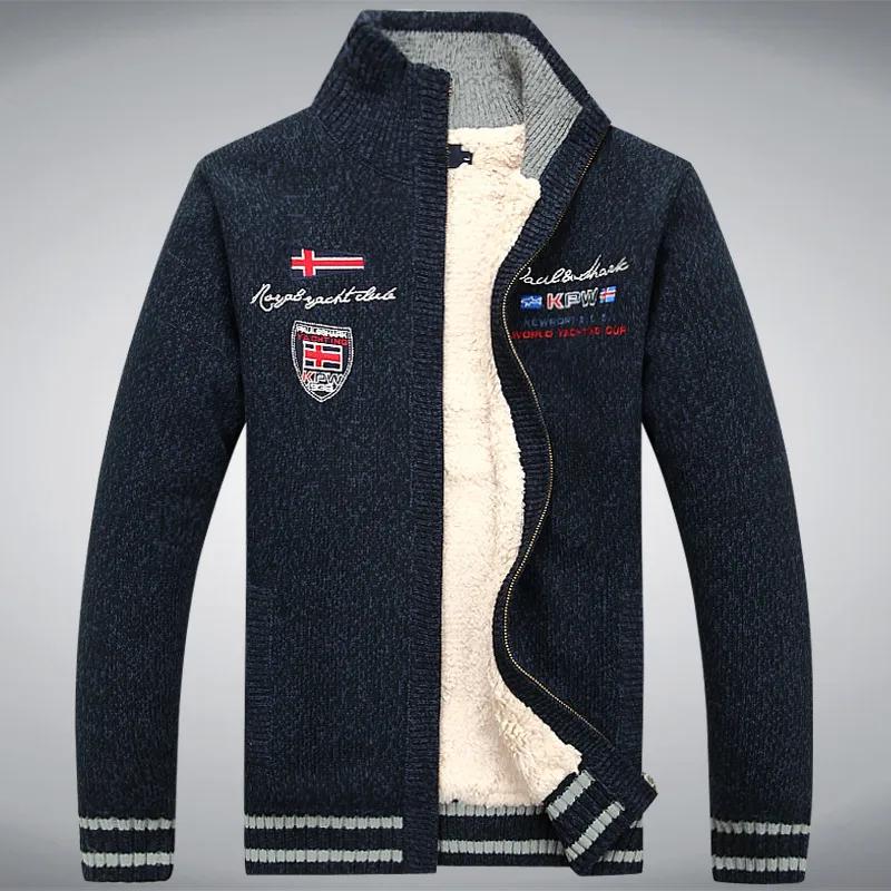 Polaire chaud homme pull doublure en laine hiver Cardigan épaissir pardessus décontracté coton noir
