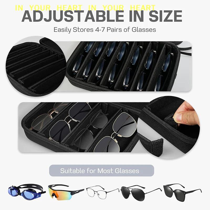 1 pièce – Boîte de rangement réglable pour lunettes à 4/7 emplacements – Étui portable pour lunettes
