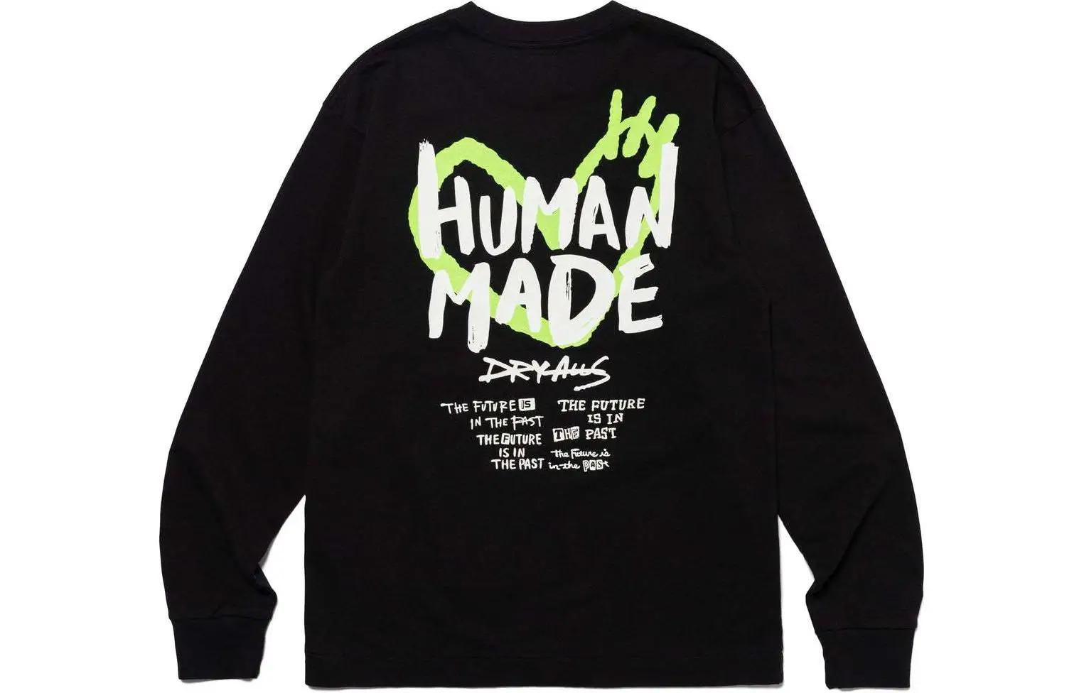 T-shirt à manches longues à col rond avec impression au dos HUMAN MADE SS24, sweat-shirt unisexe en