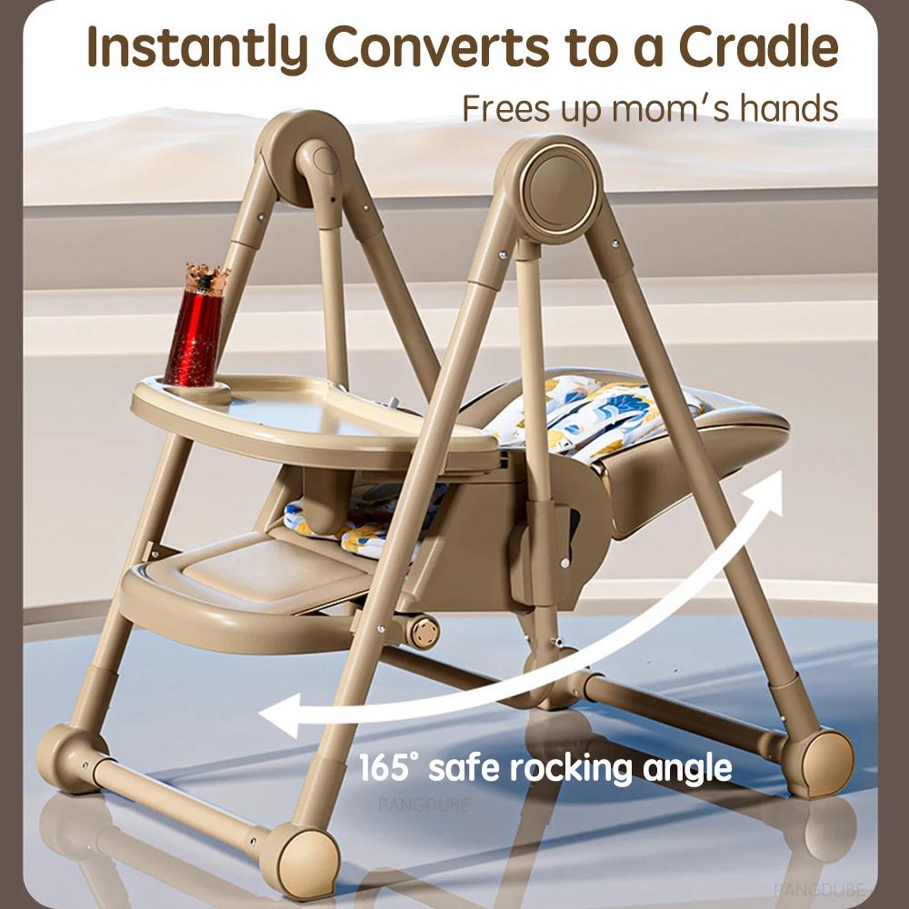 PANGDUBE Chaise haute 2 en 1 pour bébé, siège d'alimentation convertible à bascule avec roulettes, d