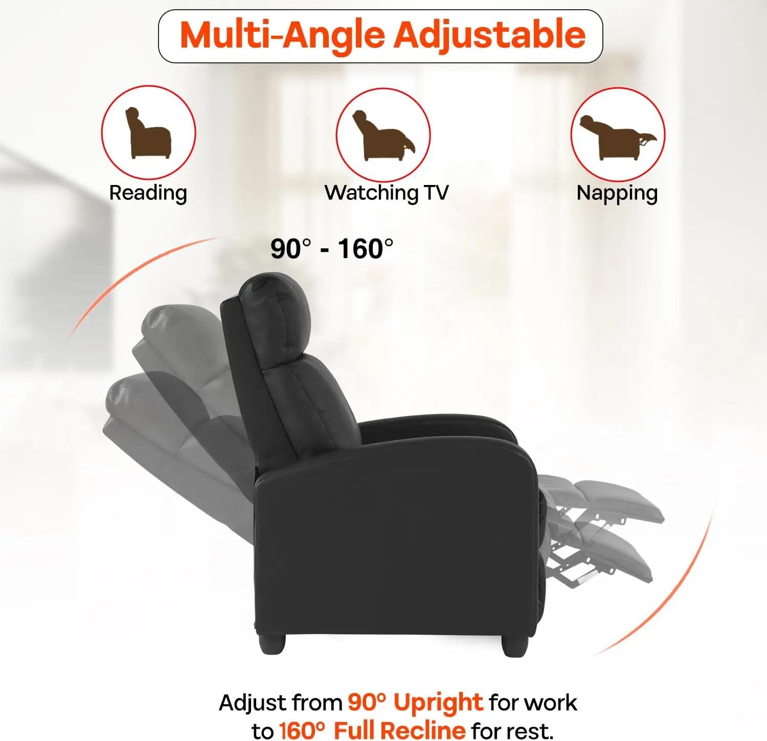 Canapé inclinable de massage avec support lombaire et dossier réglable pour salon ou chambre en cuir