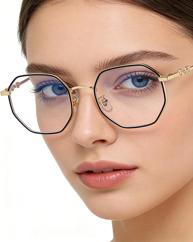 Monture de lunettes bloquant la lumière bleue classique pour femmes, lunettes à charnière à ressort