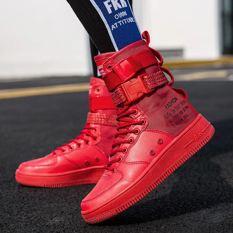 Style Punk Orange bottes hautes Couple Streetwear boucle sangle Designers chaussures hommes chaussur