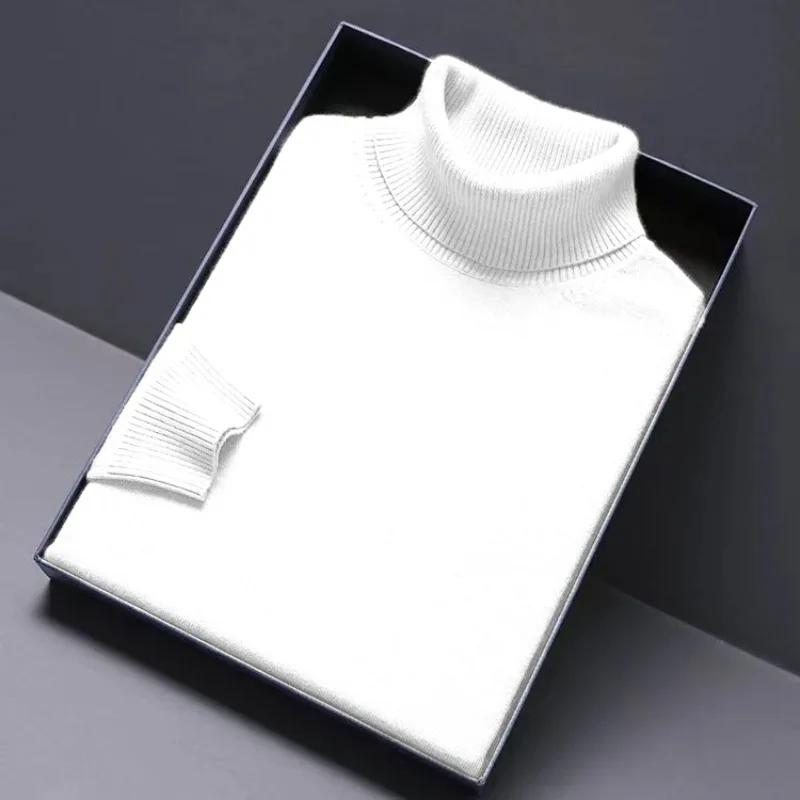 Jeu d'animaux col roulé tricots de luxe hommes pull coupe longue pull chandails couleur unie hommes