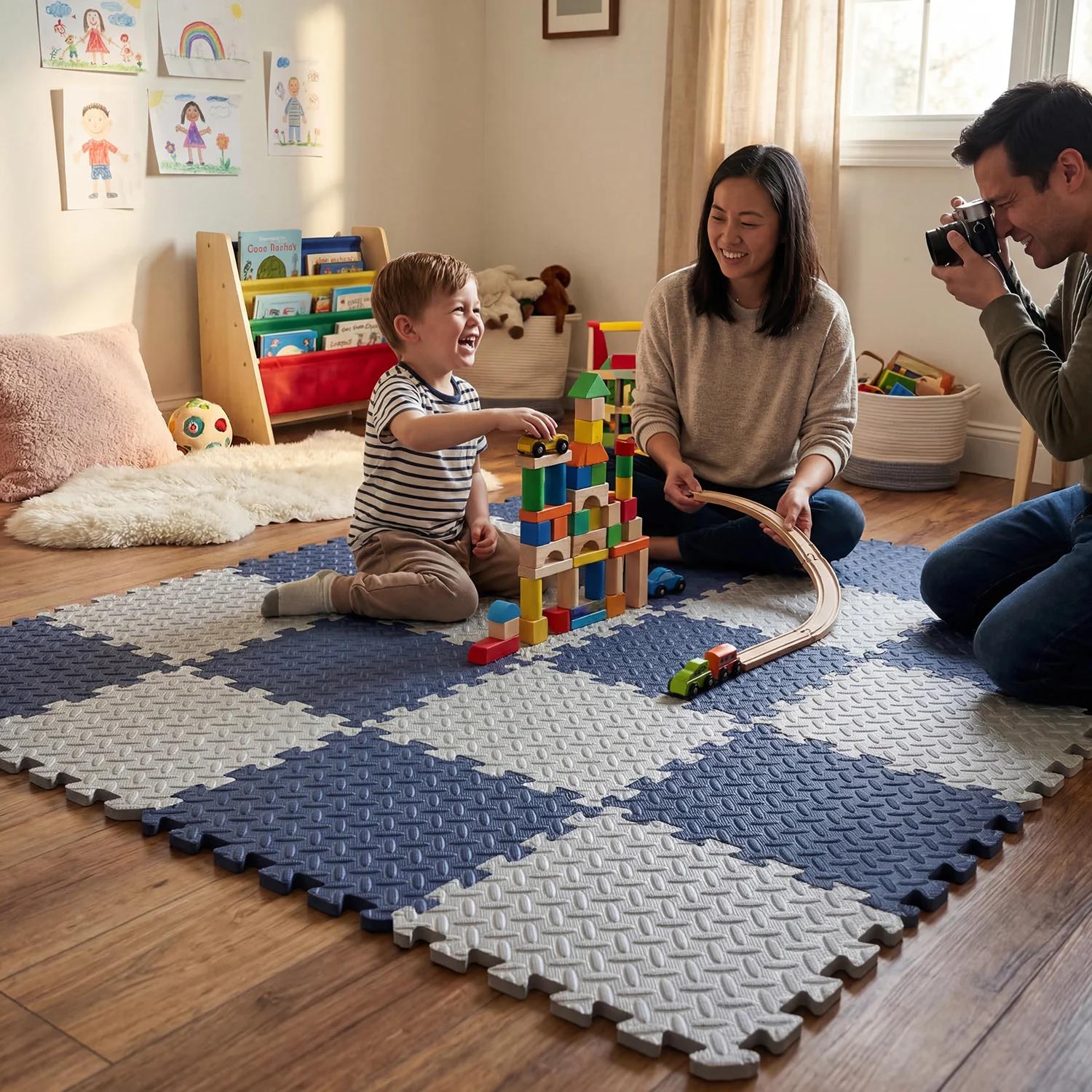 Tapis de jeu pour bébé en mousse EVA, grand format 60x60cm, 16 pièces, tapis de puzzle pour enfants,