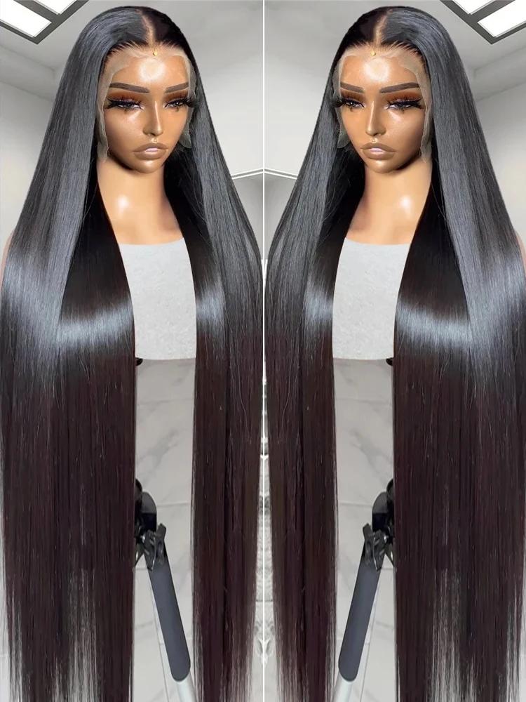 Wear and Go Straight Lace Front Human Hair Wigs, HD, 5x5, 13x6, 30 ", 40", 200% Transparent, Frmetal