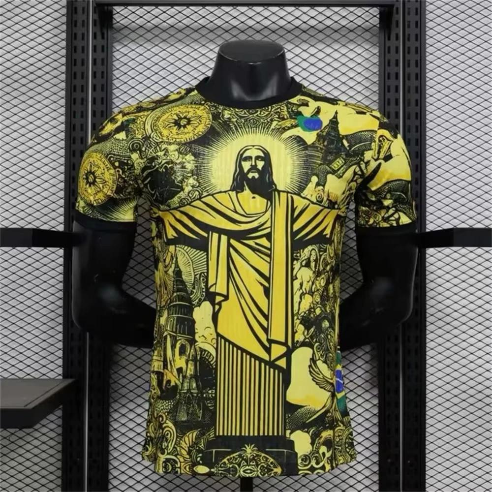 T-shirt de Football pour adultes/enfants, édition spéciale brésilienne, jésus noir gris, T-shirt d'e