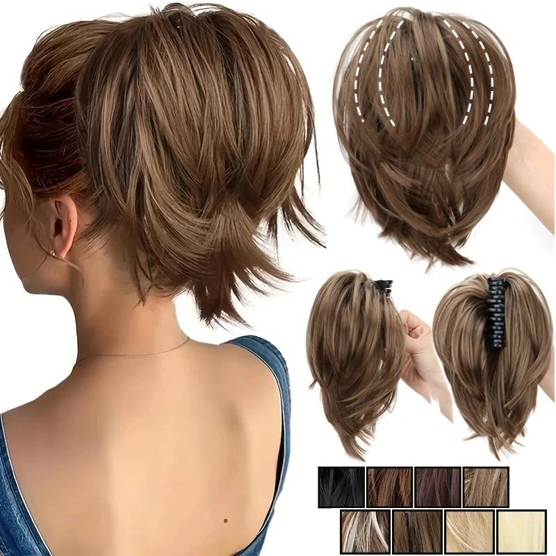 WIGSIN – chouchous synthétiques en désordre, Chignon court et droit, queue de cheval, Extensions cap