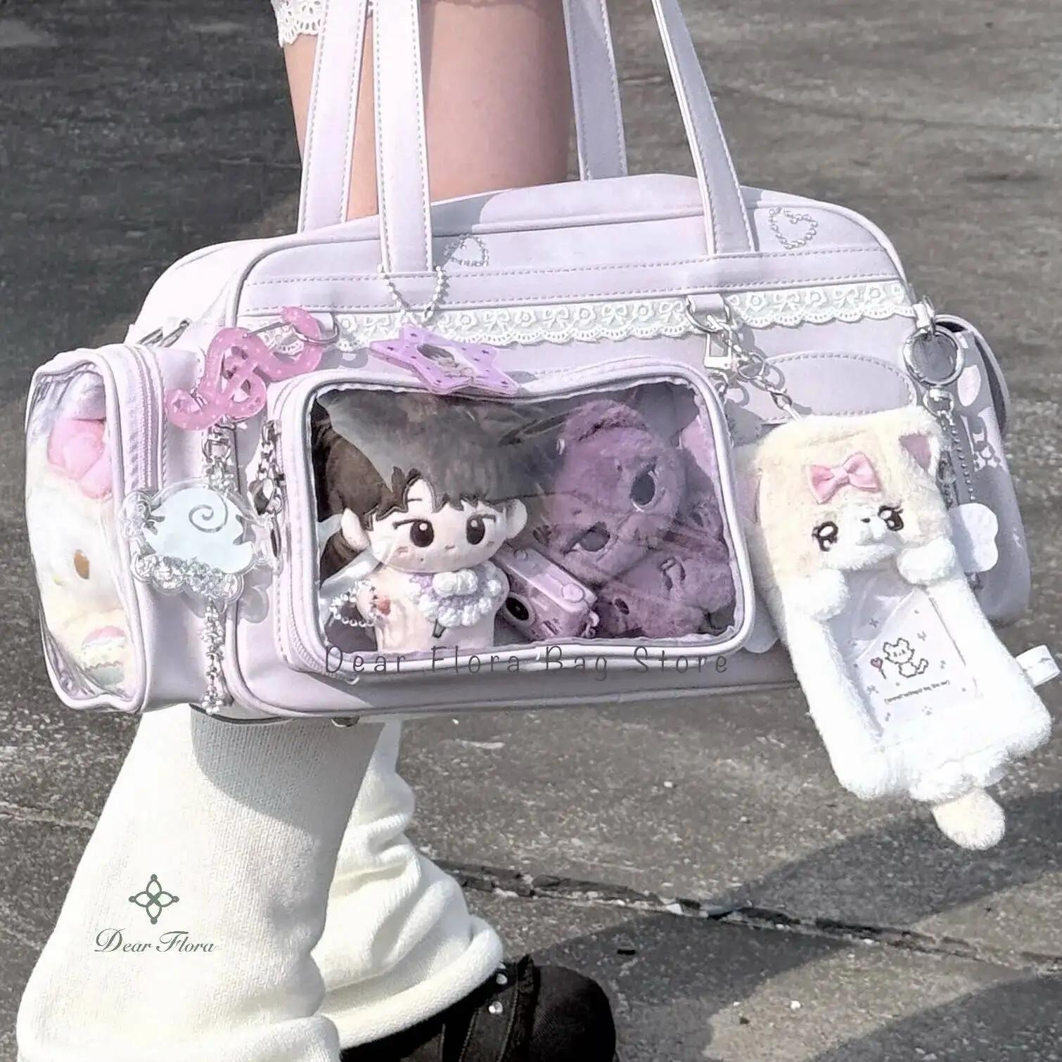Nouveau sac à bandoulière Y2K grande capacité style JK, sac à dos transparent mignon pour fille, sac