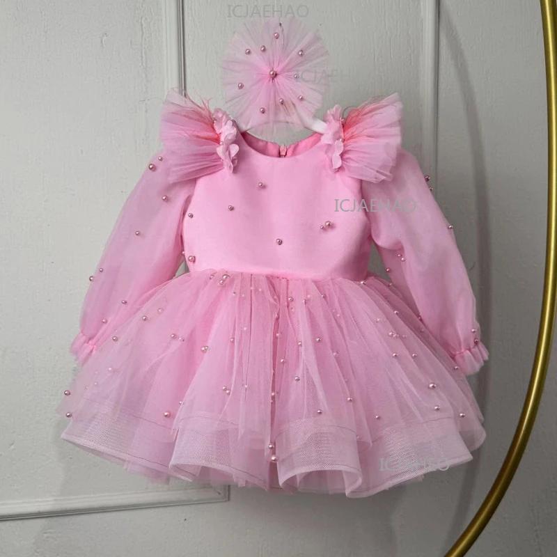 Robe de Princesse pour Filles 2026, Mignonne et Élégante, à Manches Longues en Tulle, Vêtement pour