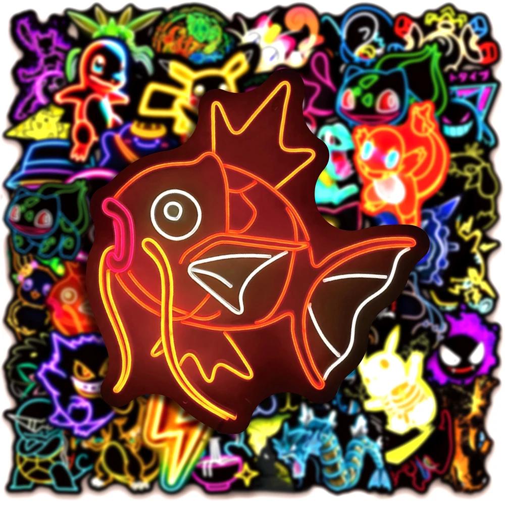 10/30/50pcs Cool Anime néon Pokemon autocollants Pikachu dessin animé décalcomanies pour enfants jou