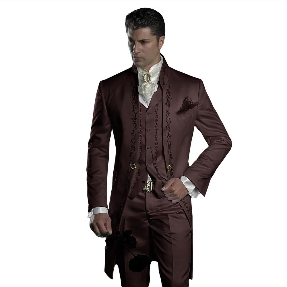 Smoking de mariage brodé pour hommes, robe formelle personnalisée du marié imbibé pour hommes élégan