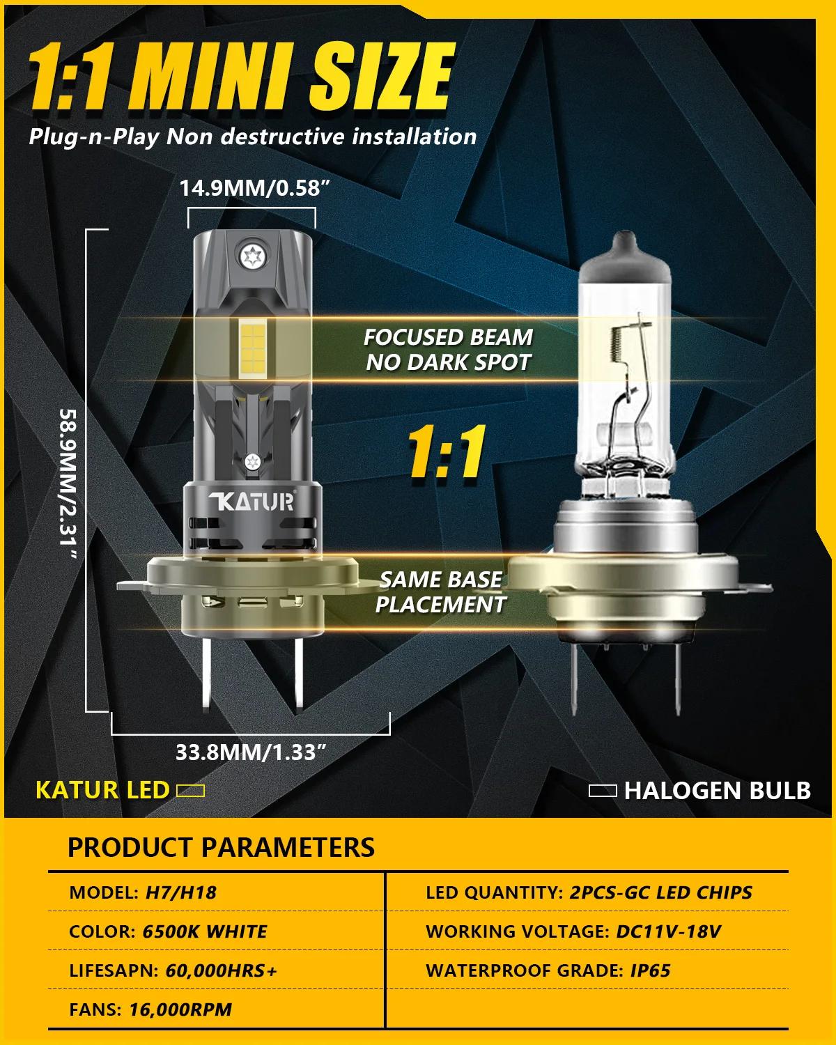 2x haute puissance H7 phare LED 1:1 Mini taille phare 20000LM 6500K lampes de voiture Super lumineux