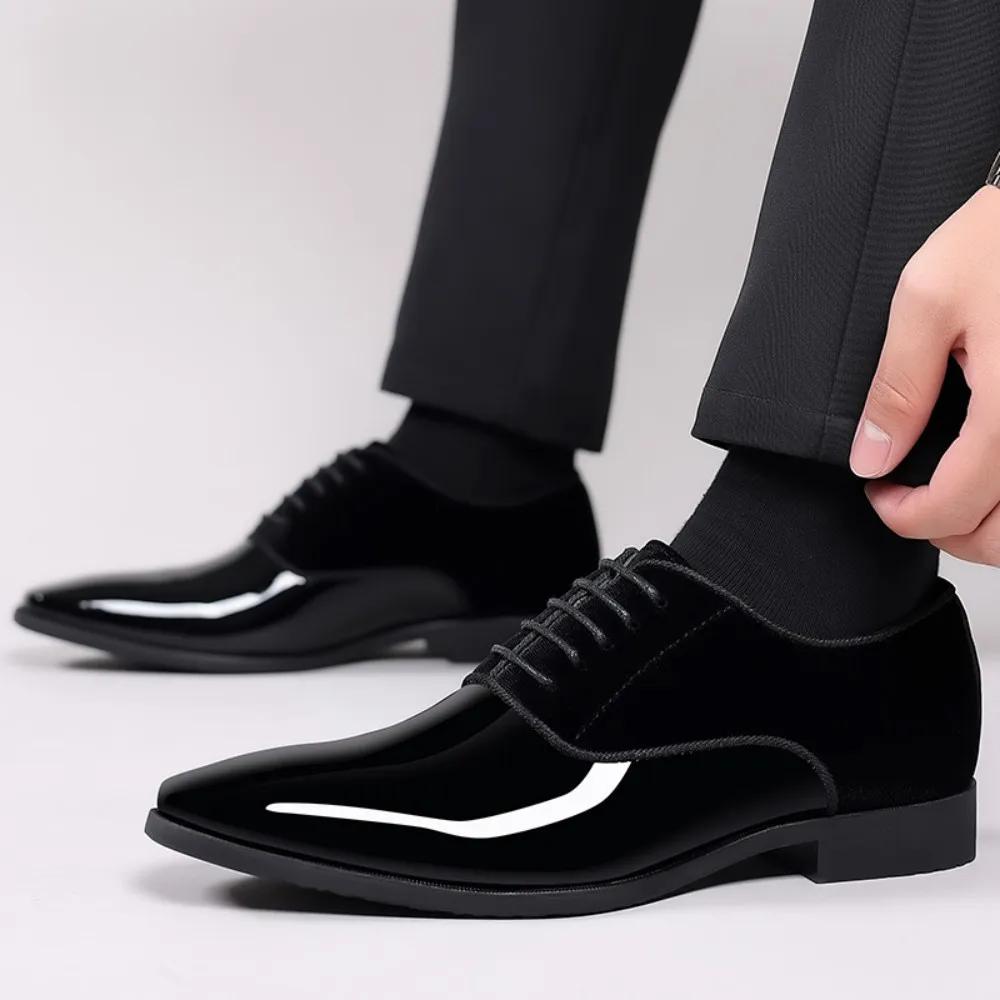 Chaussures Oxford à lacets pour hommes, chaussures provoqué formelles, haute brillance, basses, carr