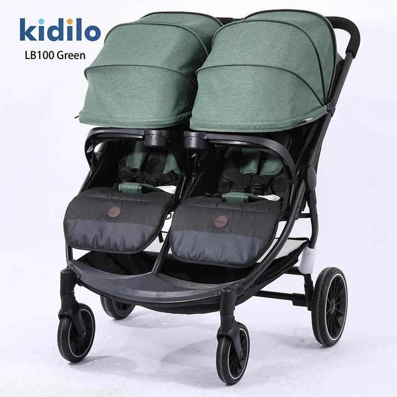 Nouvelle poussette double tout-en-un 2025, convertible assise ou allongée, légère et pliable, avec c
