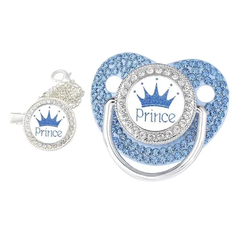 Clips de chaîne de sucette de bébé en strass de luxe avec couvercle, sucette couronne de princesse P