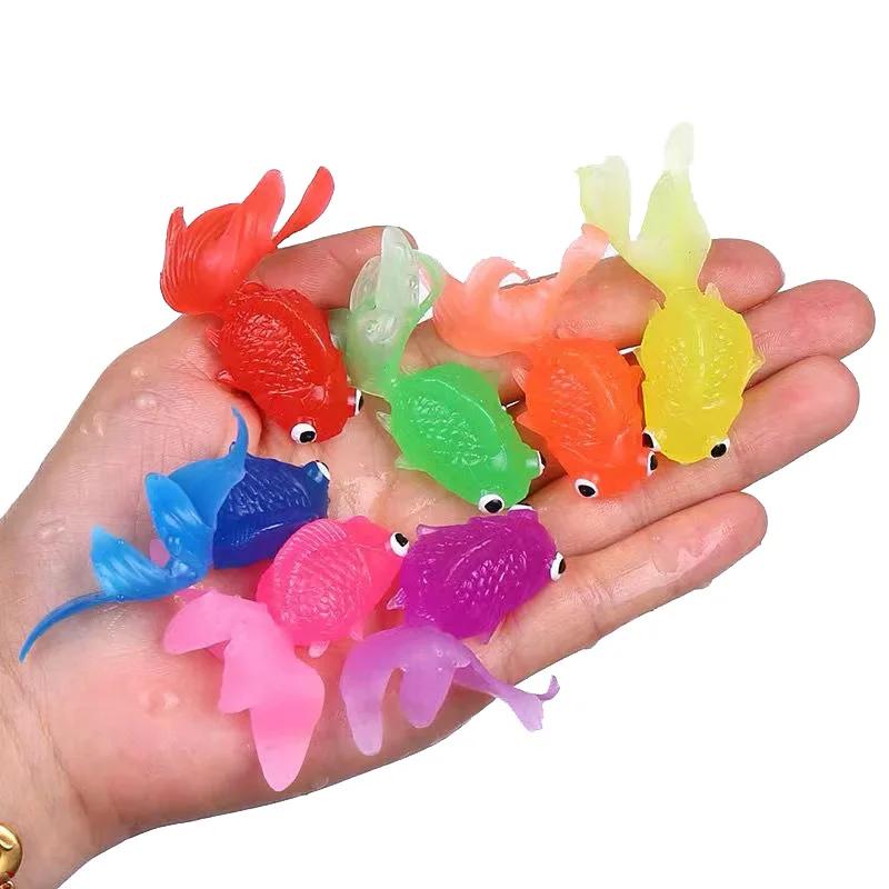 Enfants 10 pièces/ensemble Kawaii Simulation poisson rouge en caoutchouc bébé bain jeux d'eau jouets