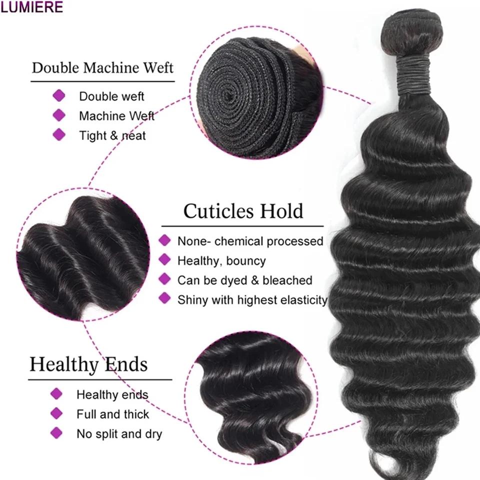 Lumiere-Mèches Péruviennes Naturelles Remy 3/4 Noires, Cheveux Ondulés, Double Trame, 10 à 30 Pouces