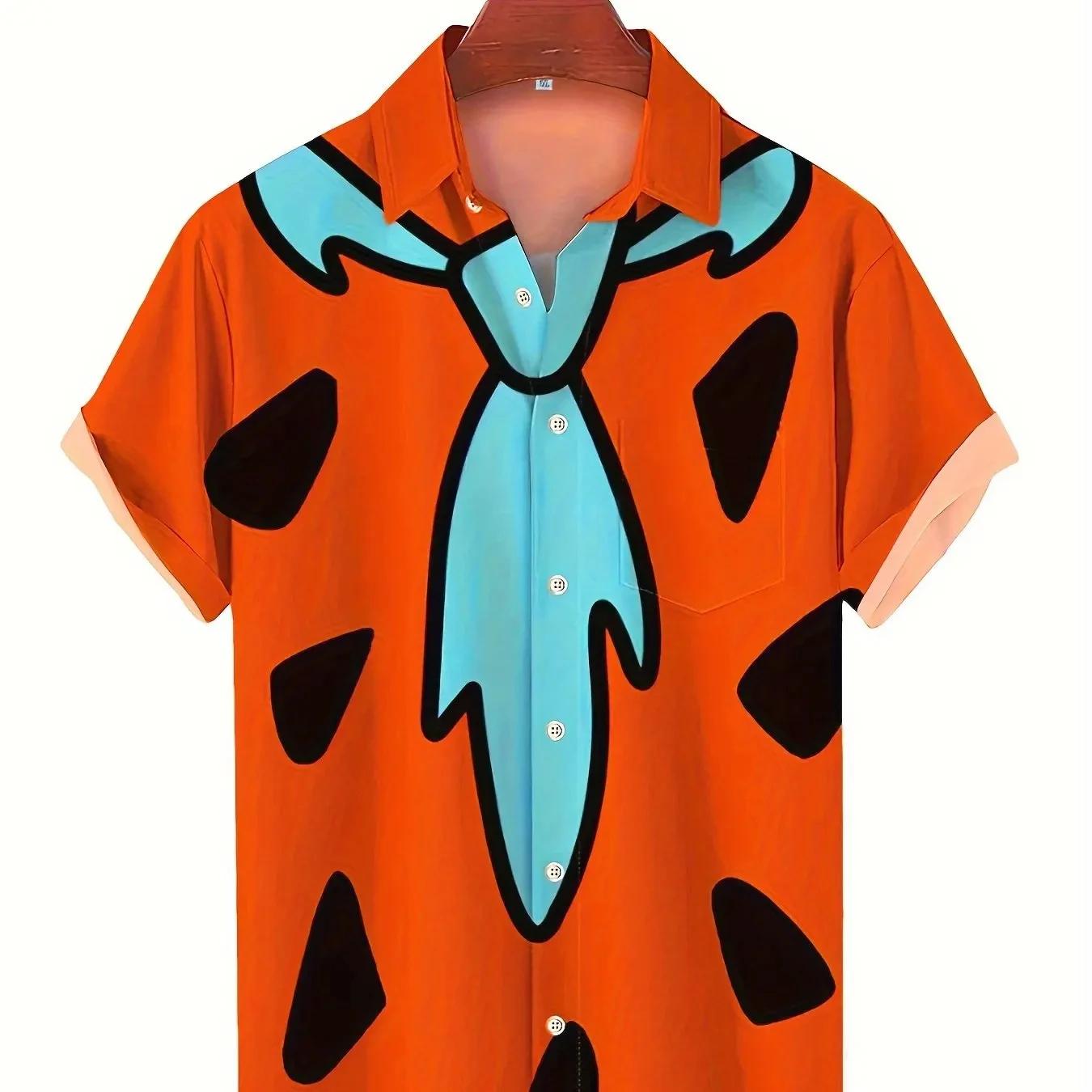 Chemise hawaïenne graphique géométrique pour hommes, chemise boutonnée, streetwear d'été, vêtements