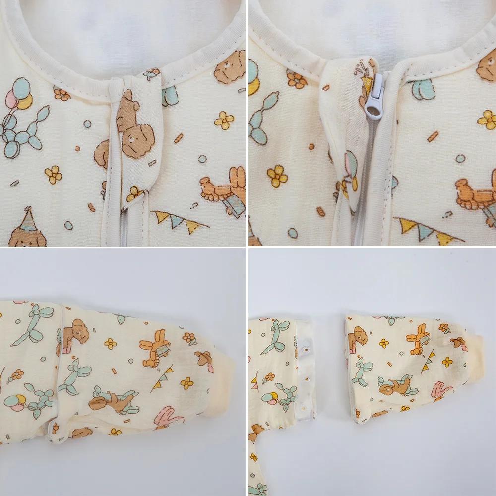 Sac de couchage bébé 0-24 mois manches amovibles : gaze coton respirante pour nuits douces