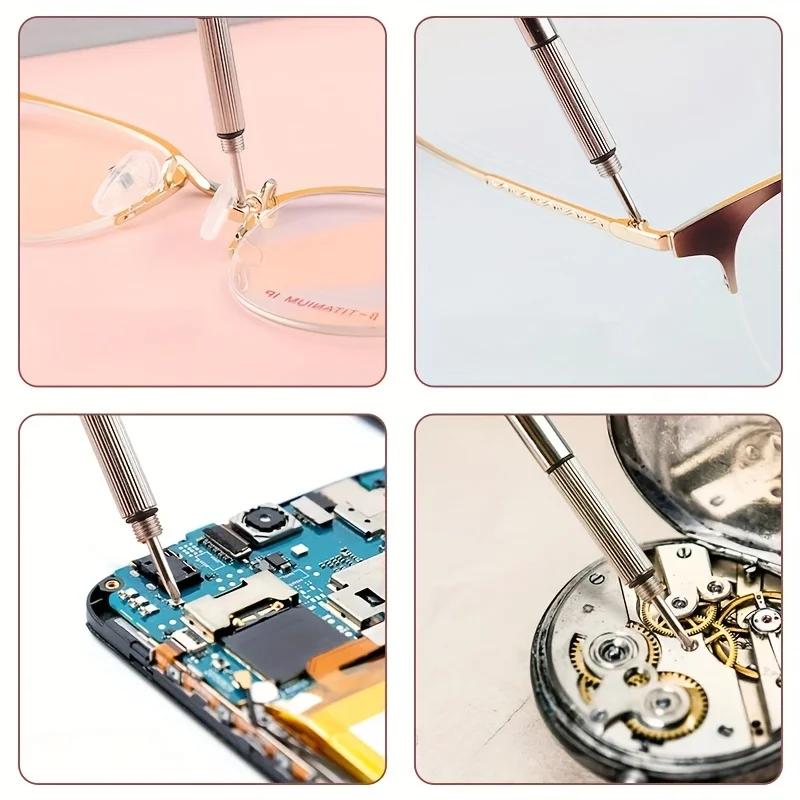 Tournevis à lunettes en acier, Kit de réparation de montre avec porte-clés, outils manuels portables