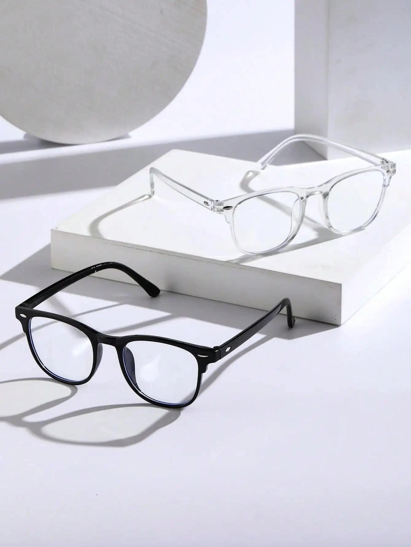 Lunettes transparentes Anti-lumière bleue, monture carrée en plastique unisexe, tendance, pour la re