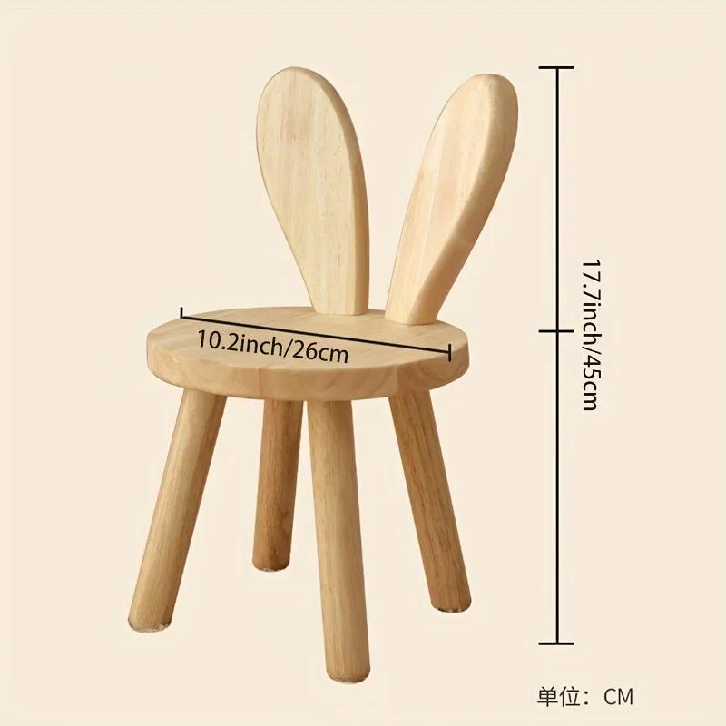 1pc petit tabouret créatif, oreilles de lapin mignonnes petit tabouret en bois massif, tabouret déco