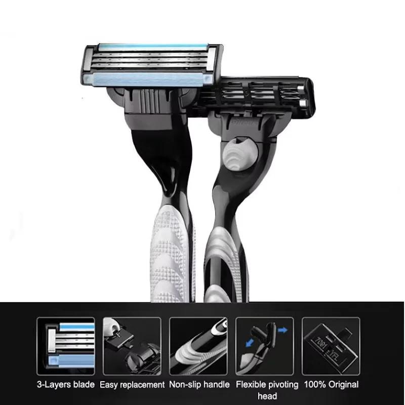 Rasoir Gillette MACH 3 pour homme, 3 lames, rasage rapide et lisse, rasoir manuel pour homme, rasoir