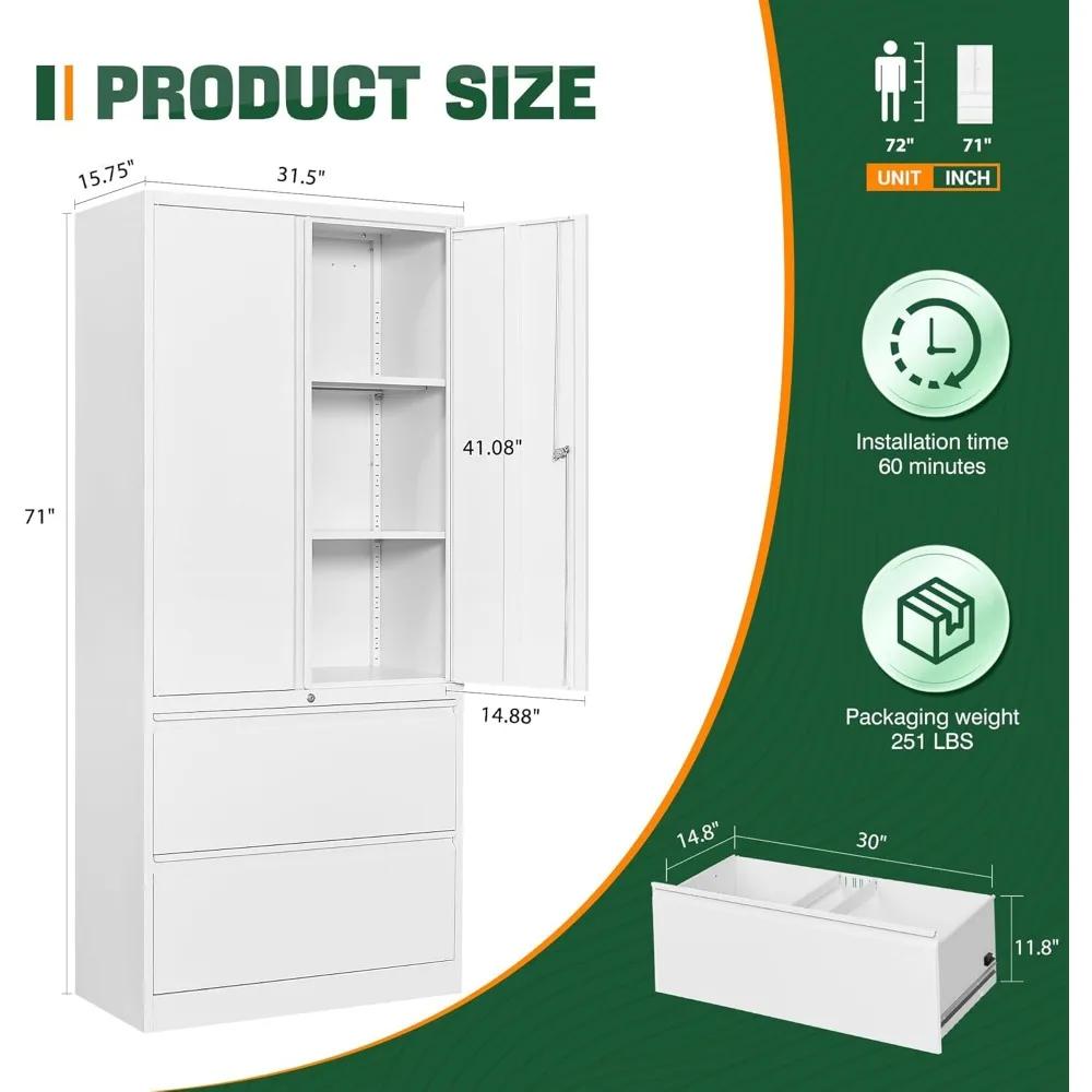 Armoires de rangement en métal pour le bureau à domicile, classeur-2 tiroirs avec serrure et étagère
