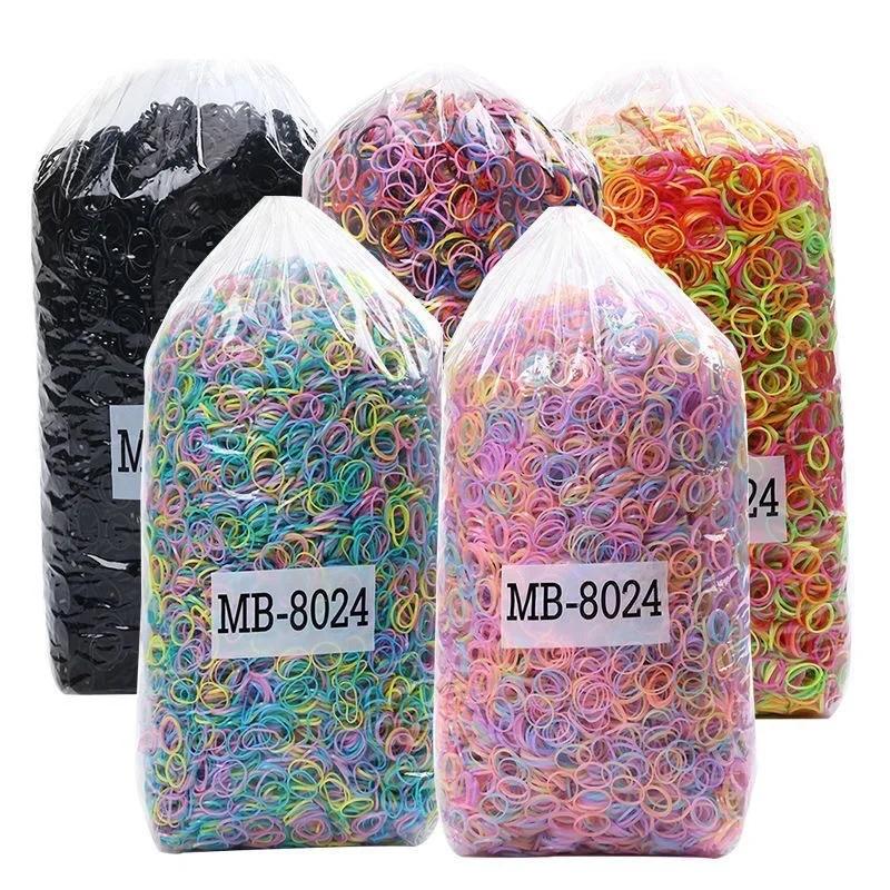 1000 pièces bandes de cheveux jetables colorées filles élastique en caoutchouc enfants élastique pou