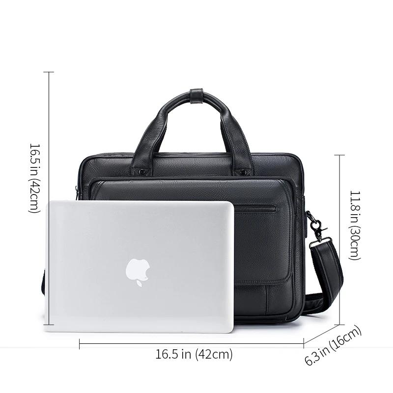 SCHLATUM porte-documents en cuir véritable dur pour hommes 16 pouces bureau affaires ordinateur sac