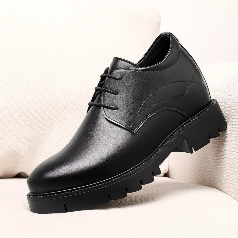 Chaussures pour hommes en cuir de vache augmentant la hauteur de 10cm, chaussures formelles à semell