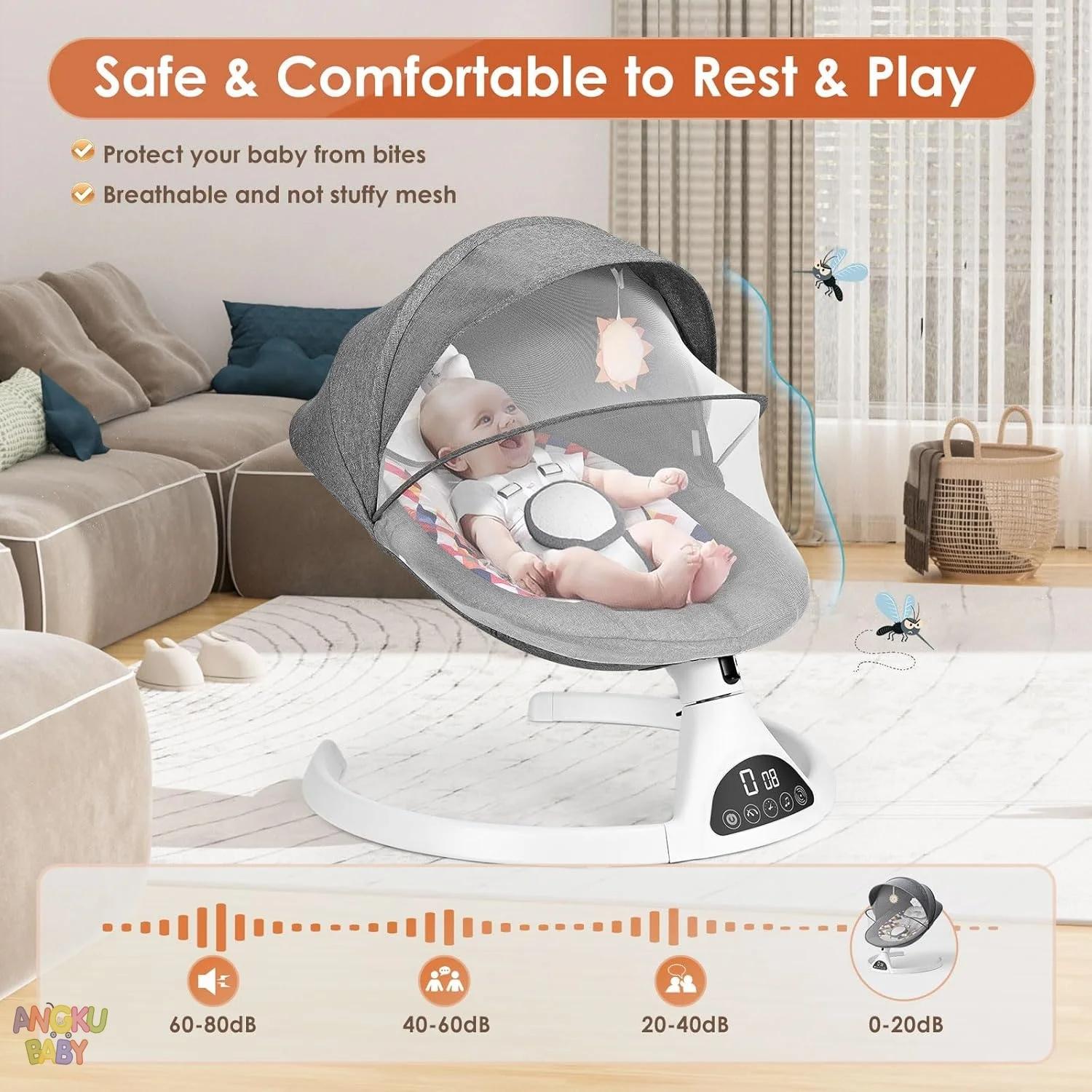Balançoire électrique pour bébé avec jouets, chaise à bascule à distance Bluetooth pour nouveau-né d