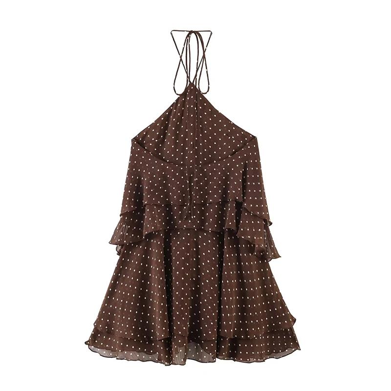 Nouvelle Robe d'Été Femme 2026 Tendance Col Cascade Élégante Jeunesse Robes de Soirée Chic à Pois Mi